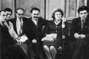 Микола Вінграновський, Іван Дзюба, Іван Драч, Іван Світличний, Ліна Костенко, Євген Сверстюк (фото з архіву Ліни Костенко)